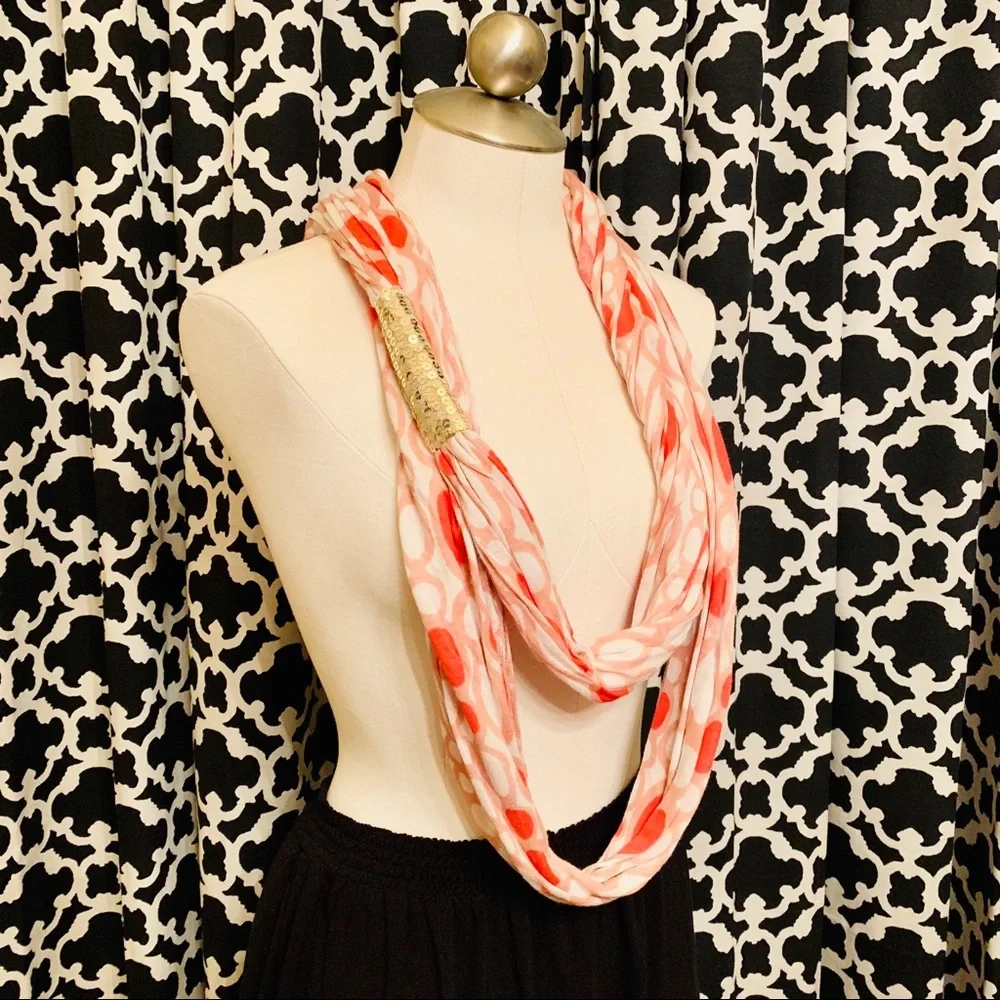 Fossil Pink & Gold Sequin Infinity Scarf